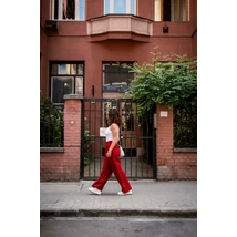 Mira nadrág - sötétpiros lenvászon