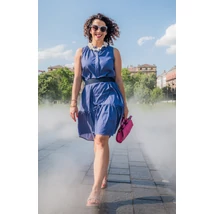 Poppy ruha - kék pöttyös tencel M