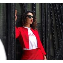 SOL kabátka - PIROS lenvászon