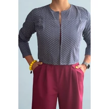 SOL kabátka - KÉK PÖTTYÖS lenvászon